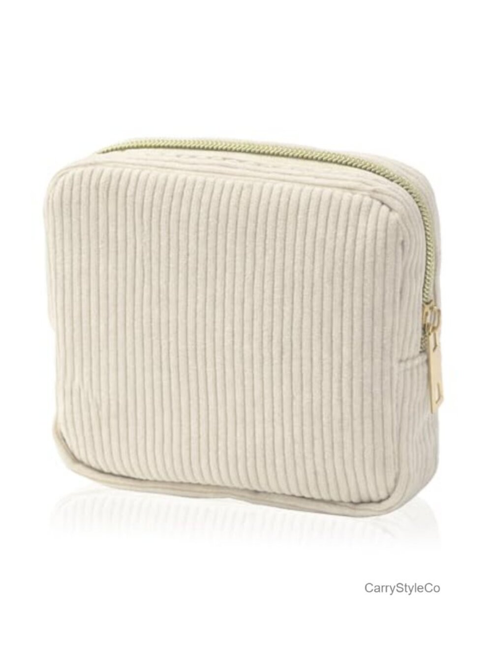 Corduroy Mini Cosmetic Pouch Makeup Bag with Zipper and Inner Pockets